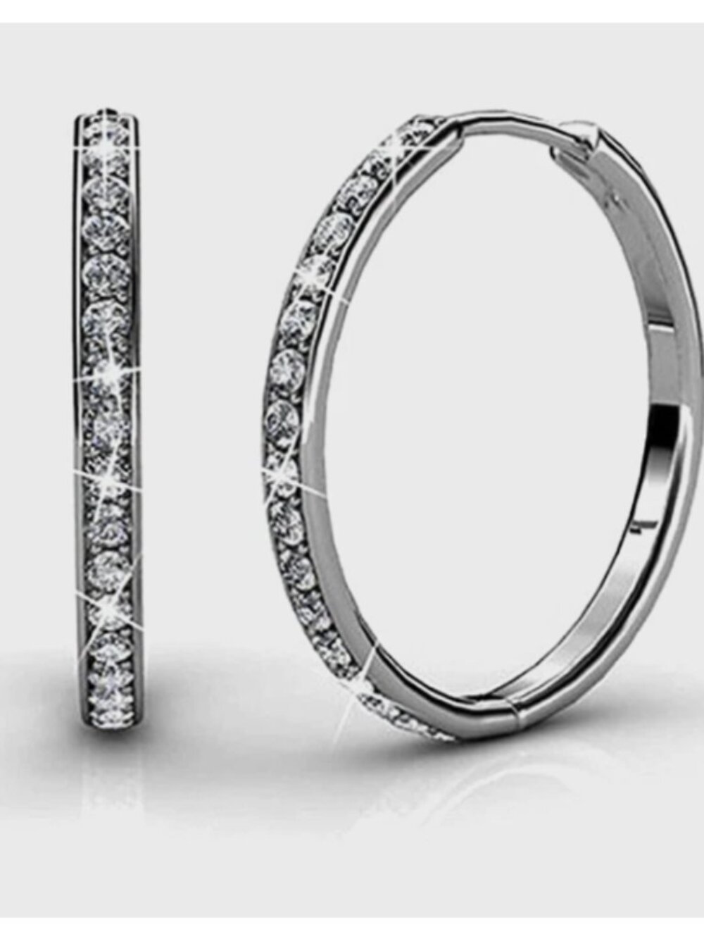 NEW Cate & Chloe Bianca 18k White Gold Swarovski Crystal Hoop Earrings